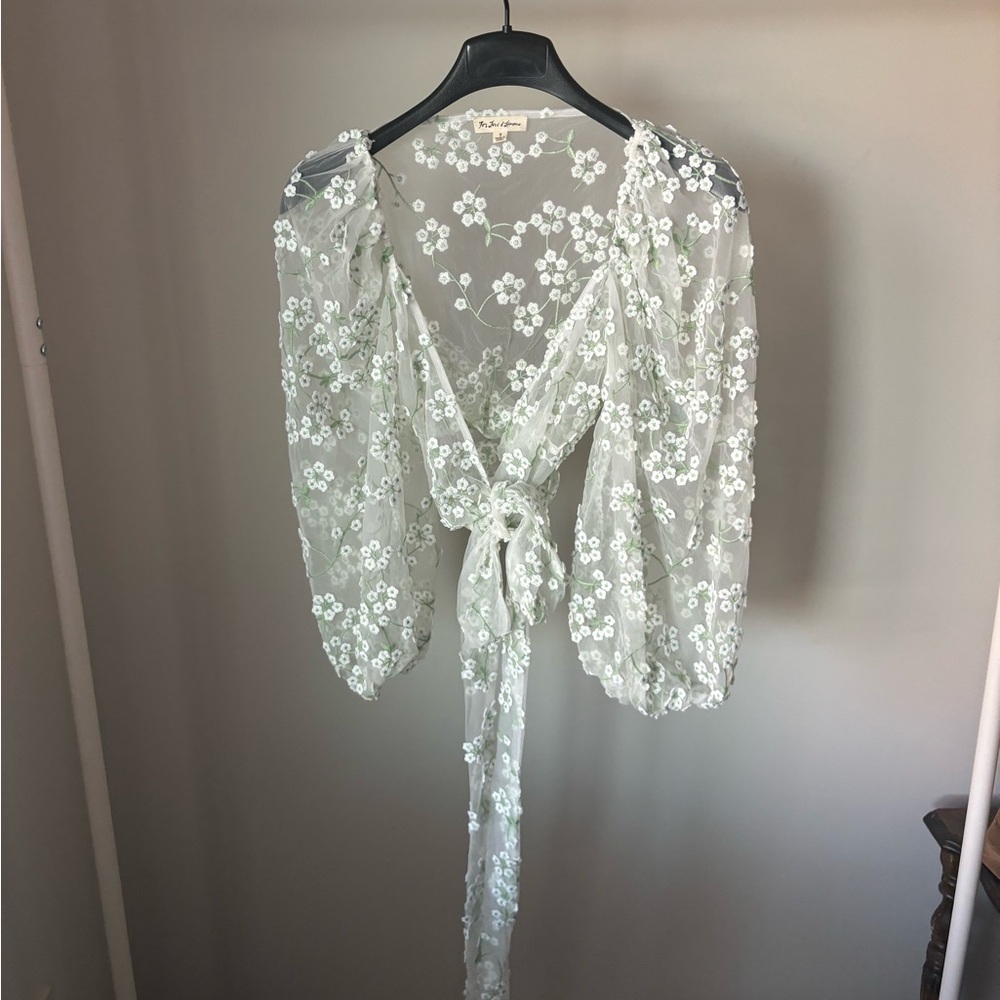 For Love And Lemons Sheer Floral Blouse - White